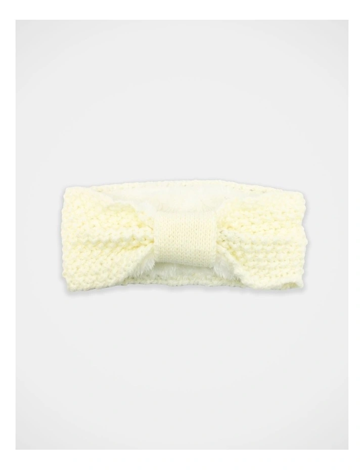 Fleece Lined Knit Hair Wrap in Cream image 4