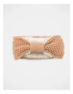 Fleece Lined Knit Hair Wrap in Taupe