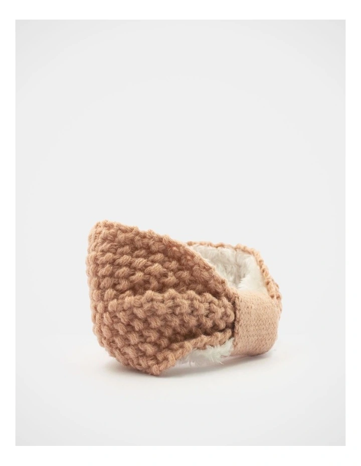 Fleece Lined Knit Hair Wrap in Taupe image 2