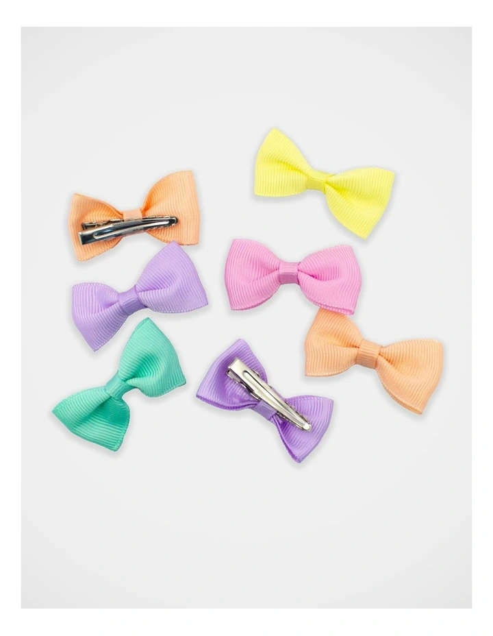 Grosgrain Bow Hairclip 7Pack in Pastel image 3