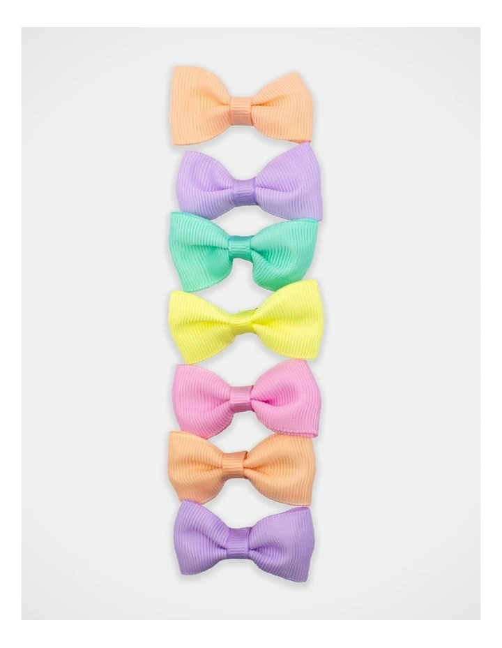 Grosgrain Bow Hairclip 7Pack in Pastel image 4