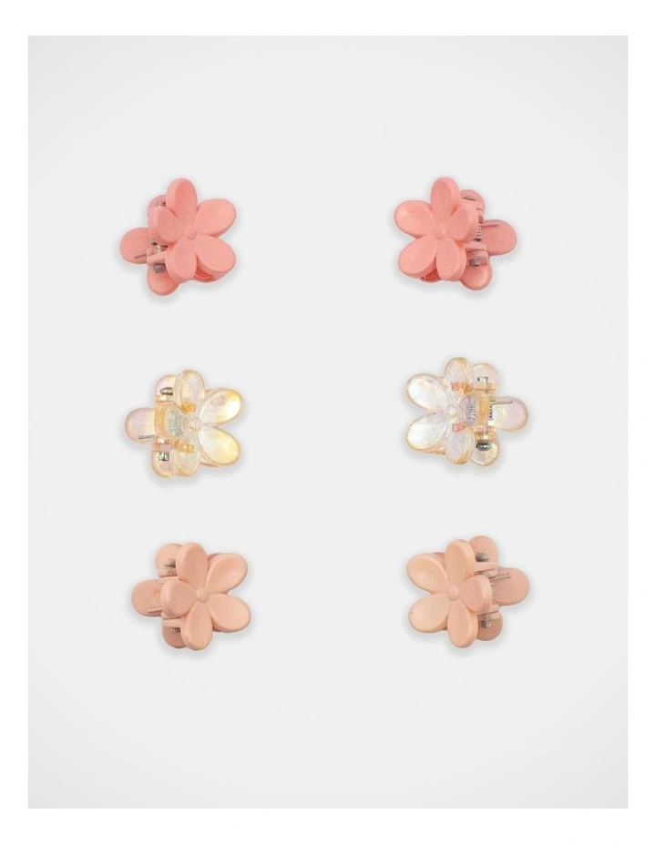 Flower Mini Hair Claw Clips 6Pack in Pink image 1
