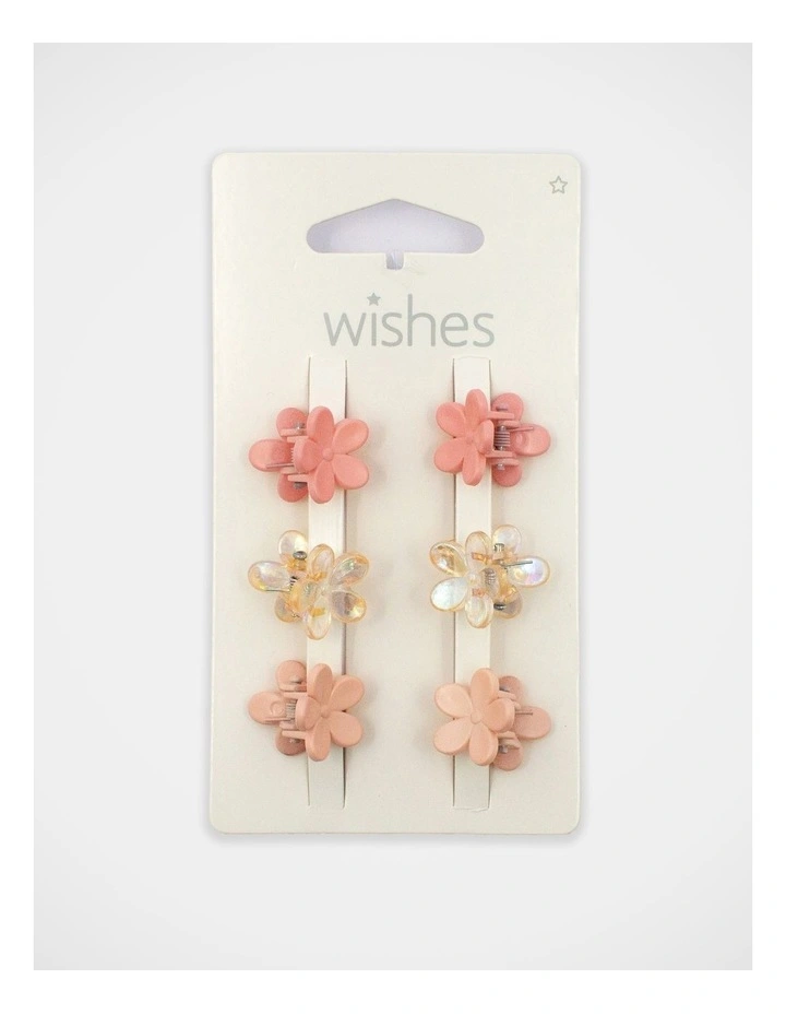 Flower Mini Hair Claw Clips 6Pack in Pink image 2