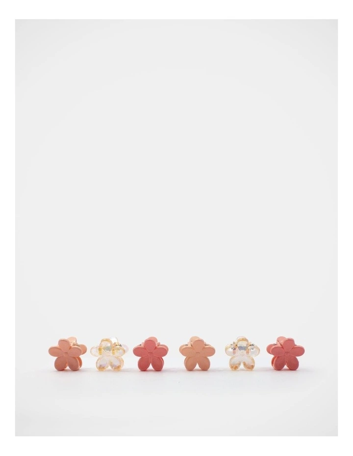 Flower Mini Hair Claw Clips 6Pack in Pink image 4