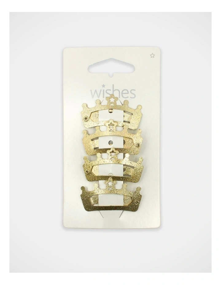 Crown Shape Glitter Snapclips 4 Pack in Gold image 2