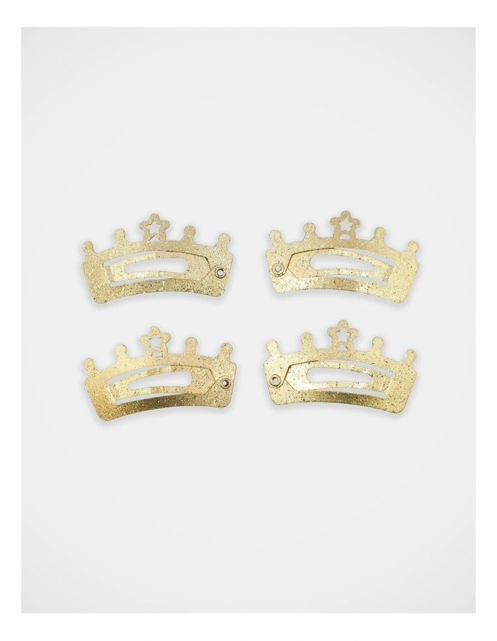 Crown Shape Glitter Snapclips 4 Pack in Gold image 3