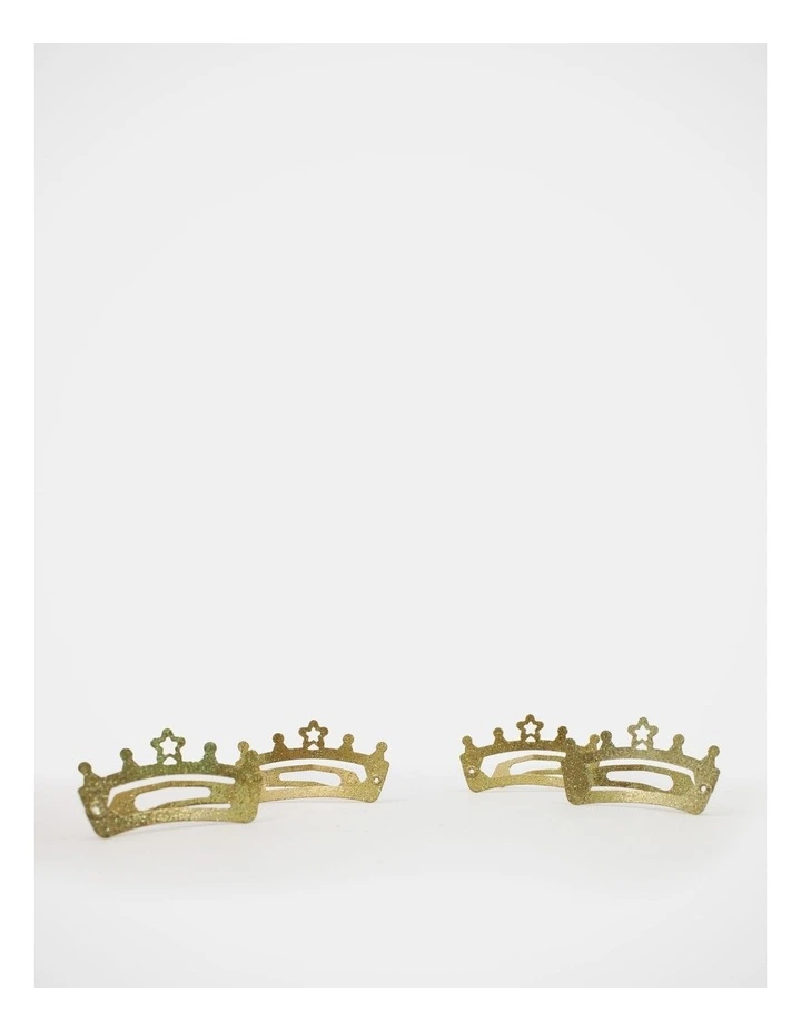 Crown Shape Glitter Snapclips 4 Pack in Gold image 4