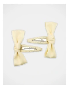 Satin Bow Snapclip 2Pack in Cream