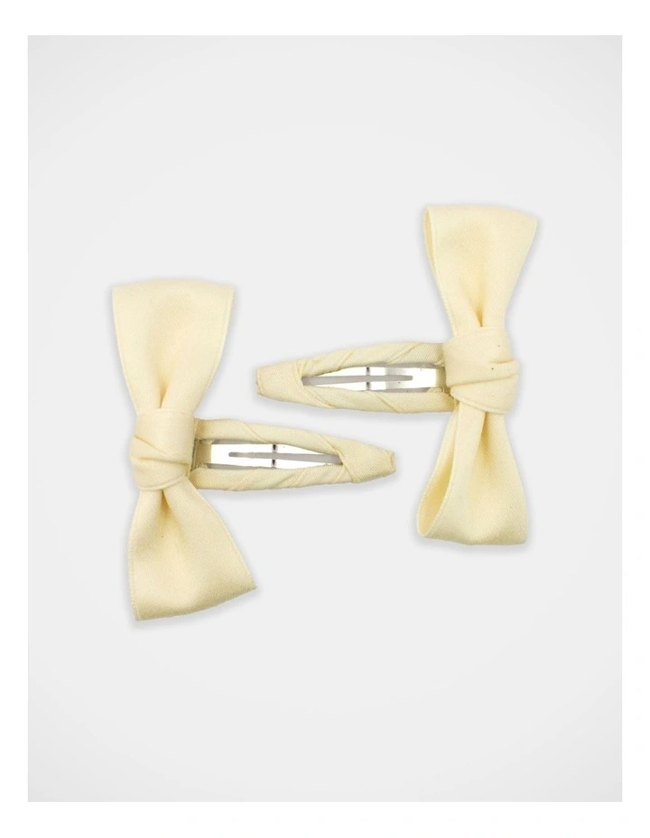 Satin Bow Snapclip 2Pack in Cream image 1