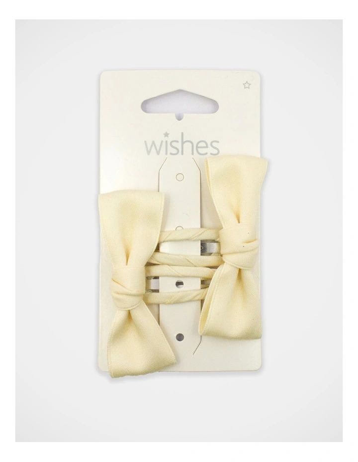 Satin Bow Snapclip 2Pack in Cream image 2