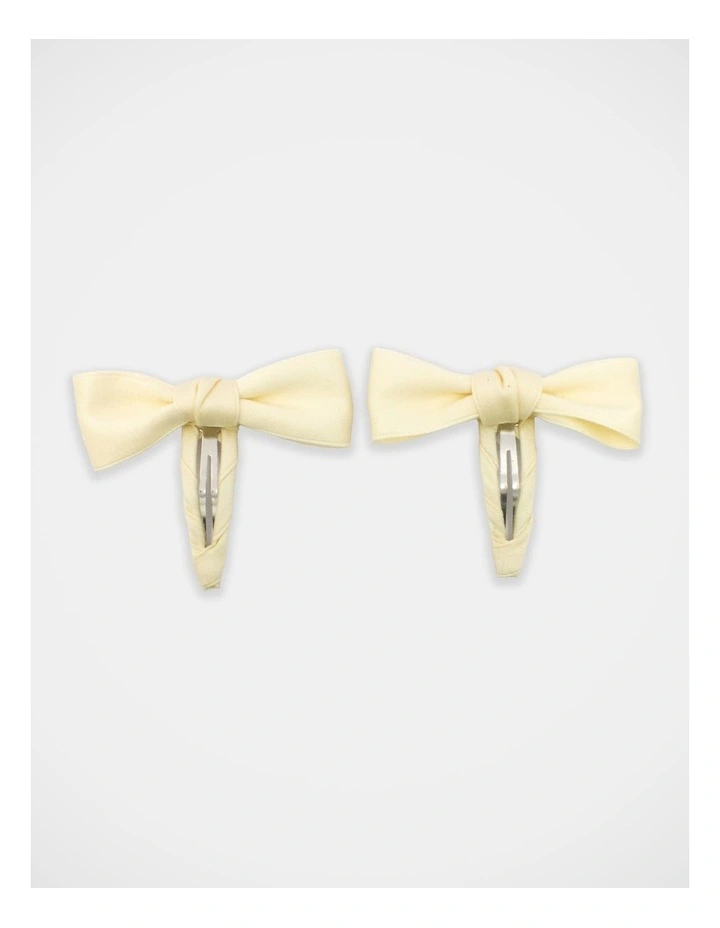 Satin Bow Snapclip 2Pack in Cream image 3