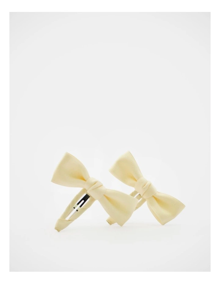 Satin Bow Snapclip 2Pack in Cream image 4