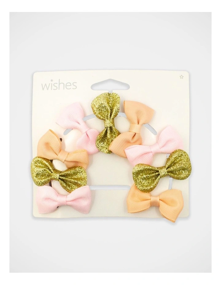 Grosgrain and Glitter Bow Hairclip 9Pack in Multi image 2