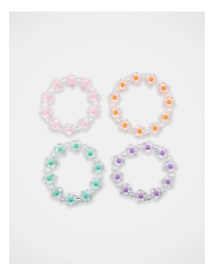 Flower Bracelet 4 Pack in Multi image 2