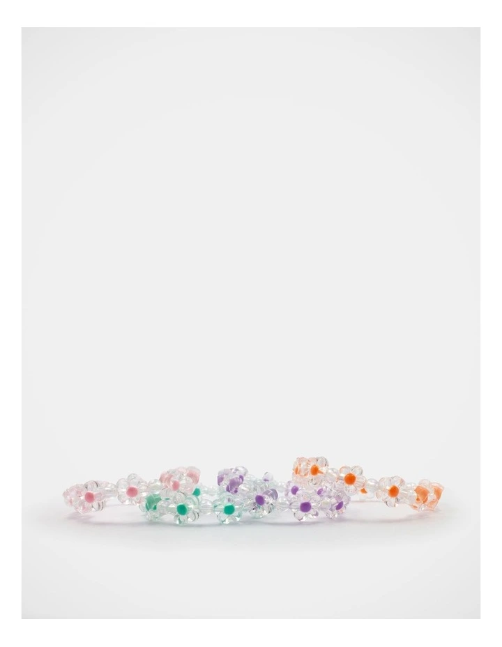 Flower Bracelet 4 Pack in Multi image 4