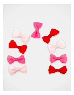 Bow Hairclip 9 Pack in Multi