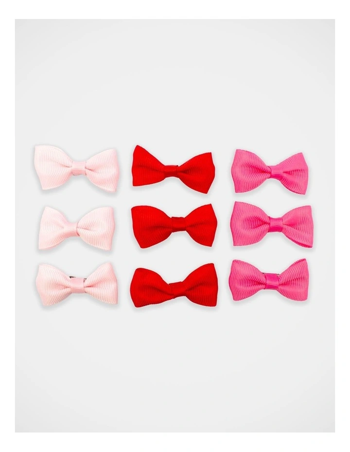 Bow Hairclip 9 Pack in Multi image 2