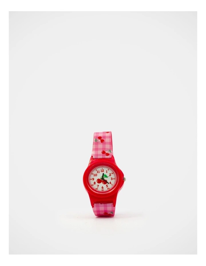 Gingham Cherry Print Watch in Multi image 1