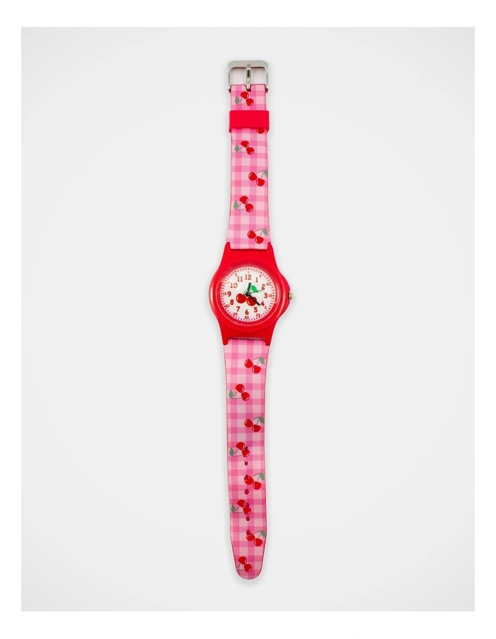Gingham Cherry Print Watch in Multi image 2