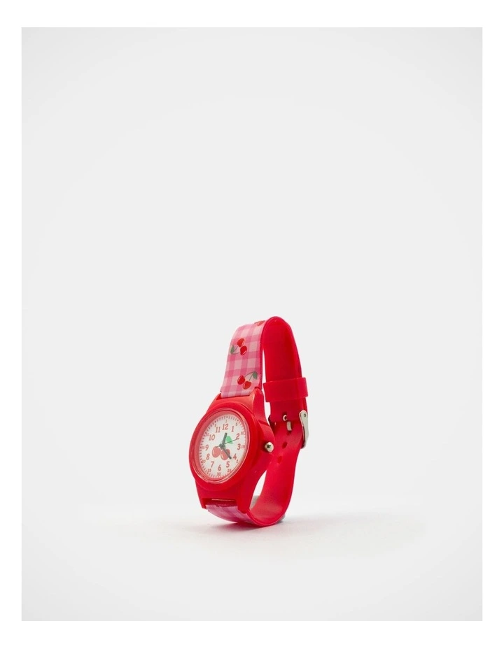 Gingham Cherry Print Watch in Multi image 4