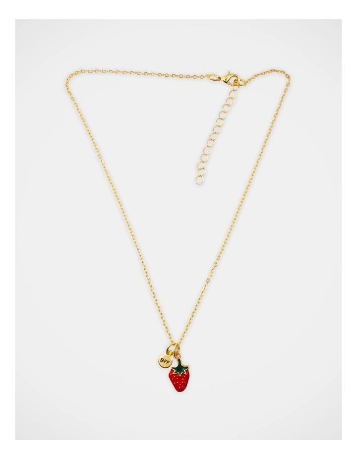 Cherry and Strawberry Bff Necklace Set in Gold image 3