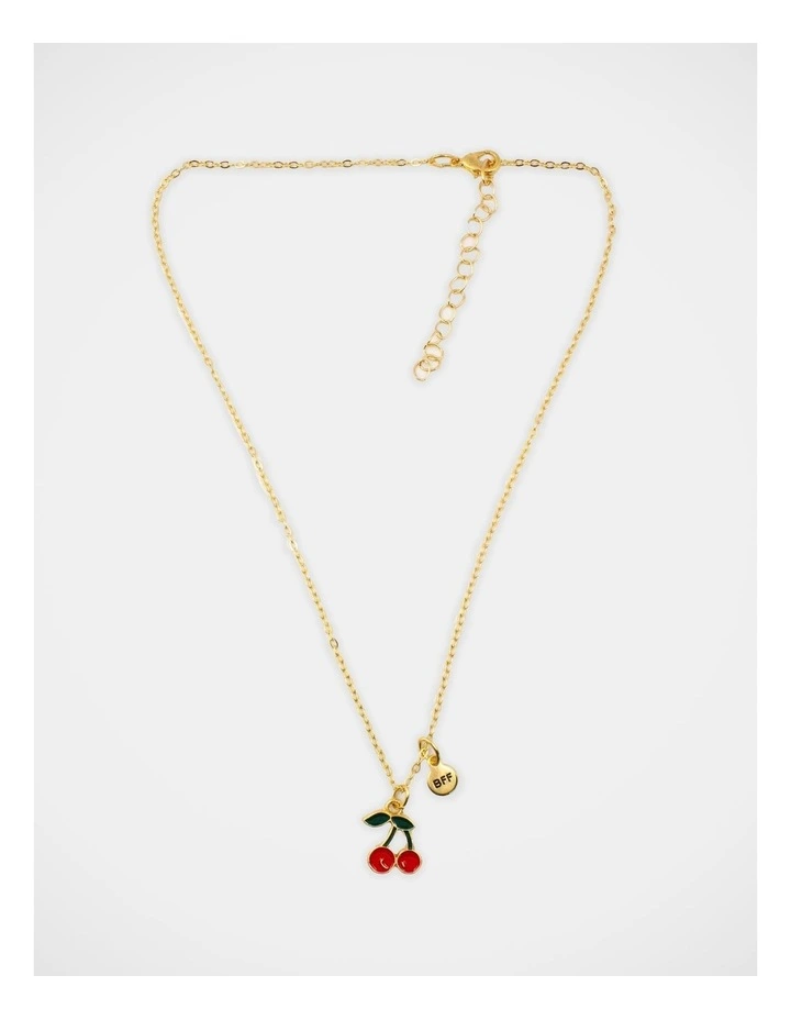 Cherry and Strawberry Bff Necklace Set in Gold image 4