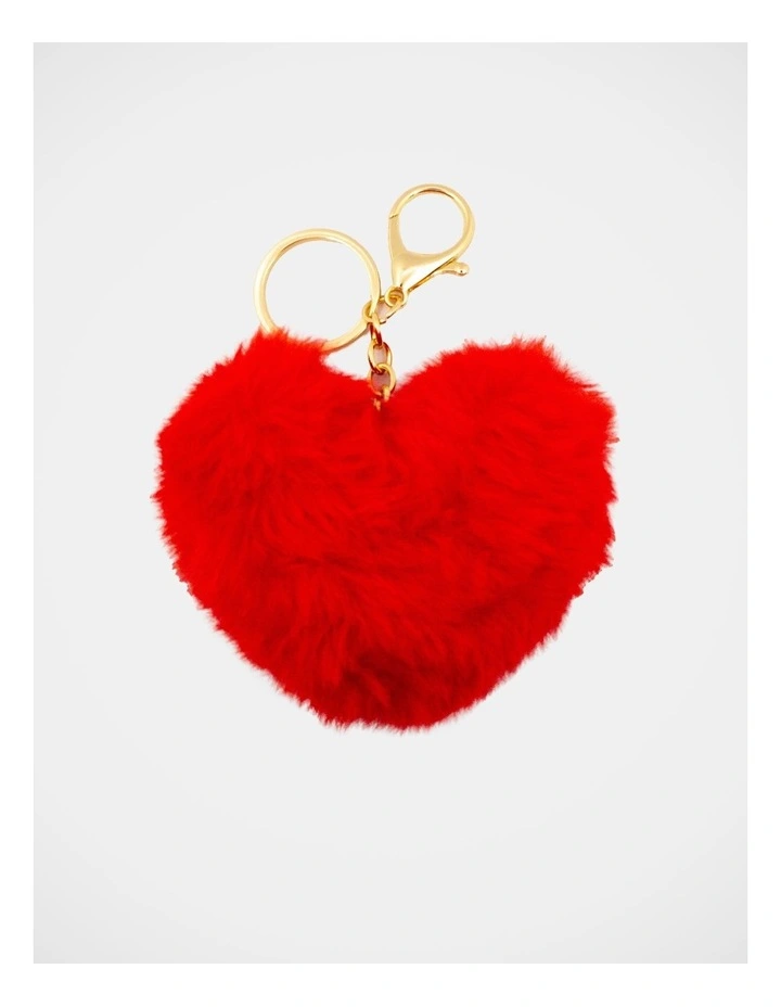 Fluffy Heart Keyring in Red image 1