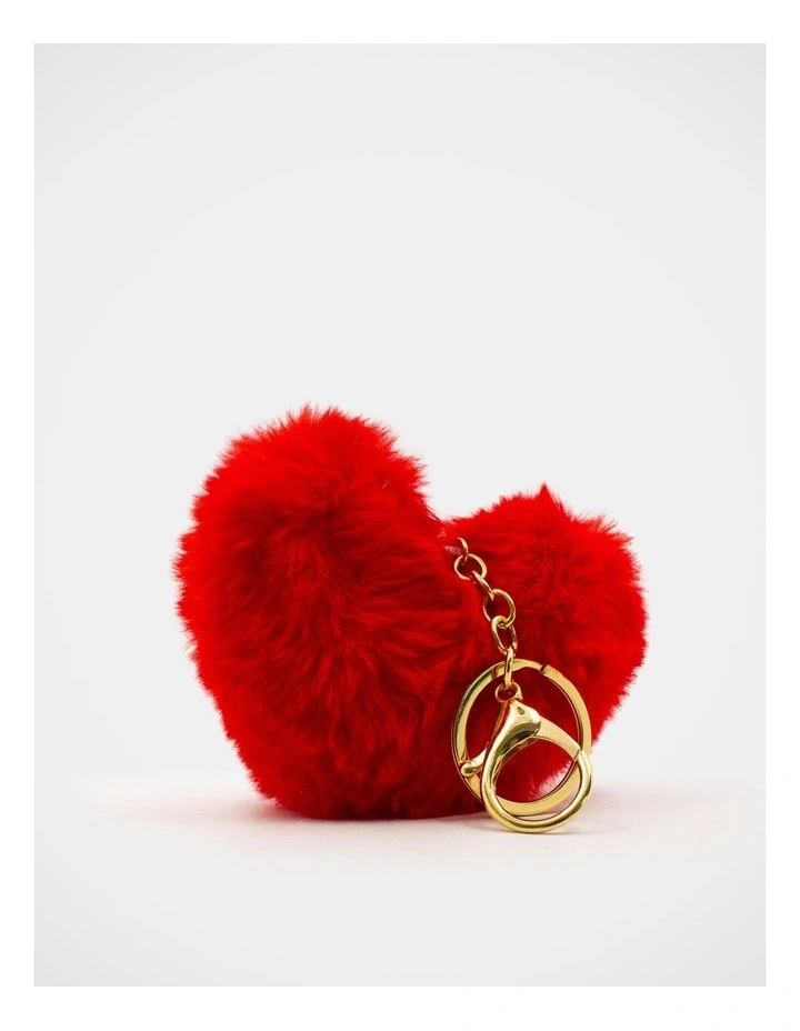 Fluffy Heart Keyring in Red image 2