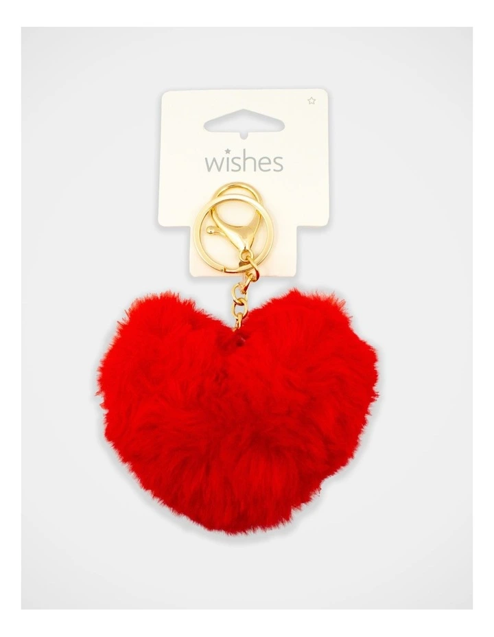 Fluffy Heart Keyring in Red image 3