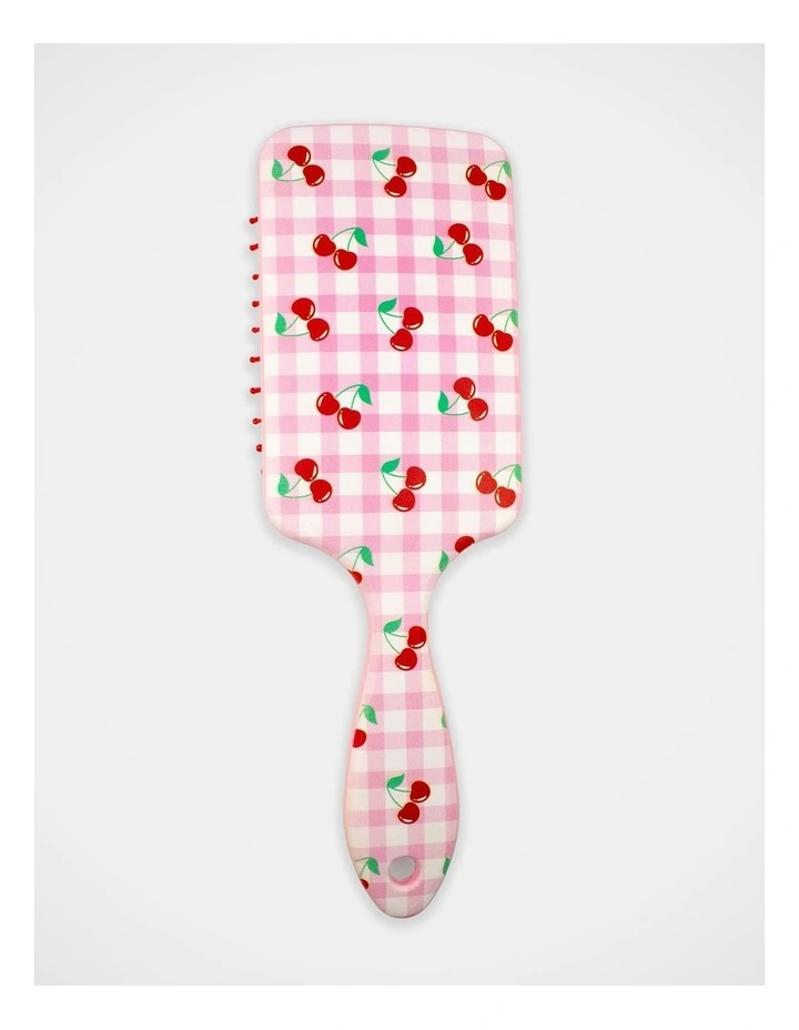 Gingham Cherry Printed Hairbrush in Multi image 1