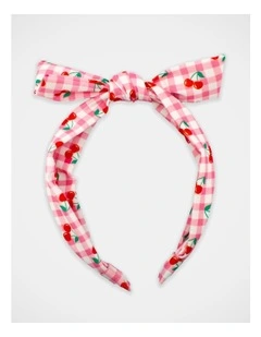 Gingham Cherry Printed Bow Aliceband in Multi