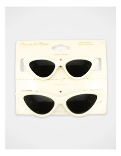 Mamma And Mini Cat Eyes Sunglass Set in Cream