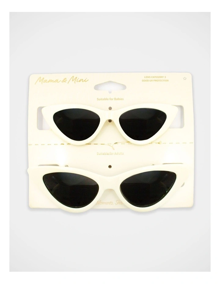 Mamma And Mini Cat Eyes Sunglass Set in Cream image 1