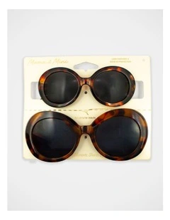 Mamma And Mini Oval Sunglass Set in Brown