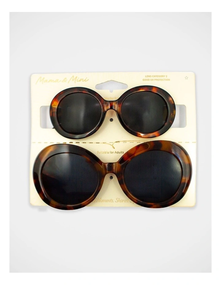 Mamma And Mini Oval Sunglass Set in Brown image 1