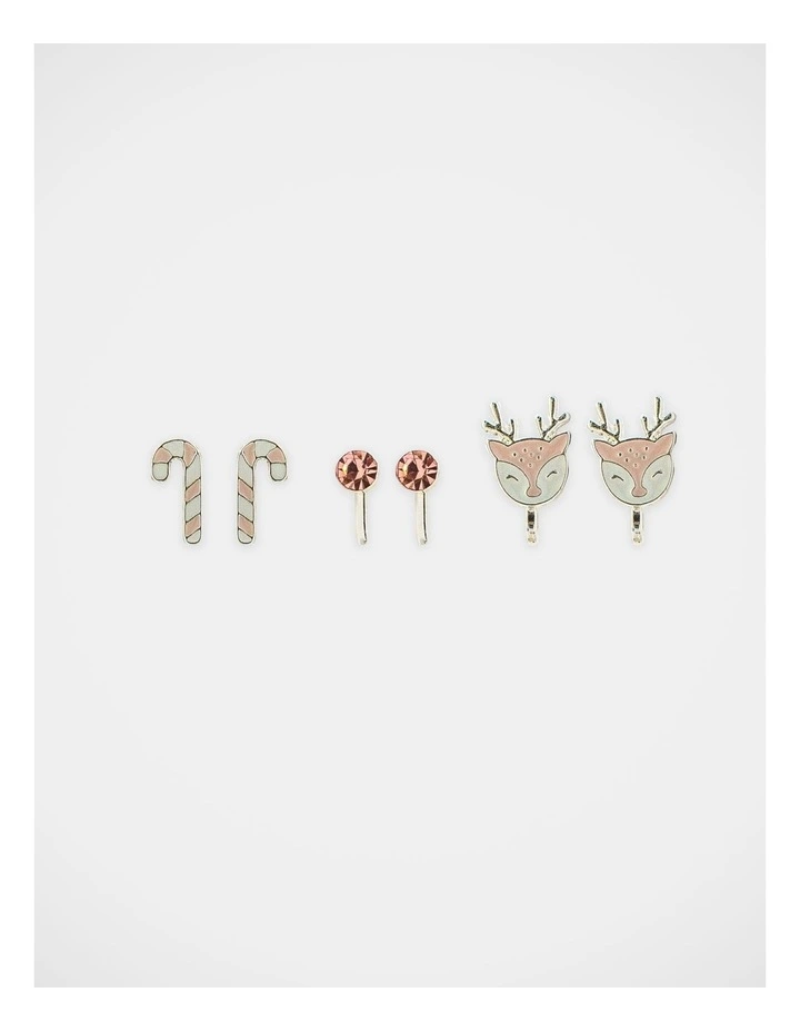 Christmas Huggie Earrings 3 Pack in Multi image 4
