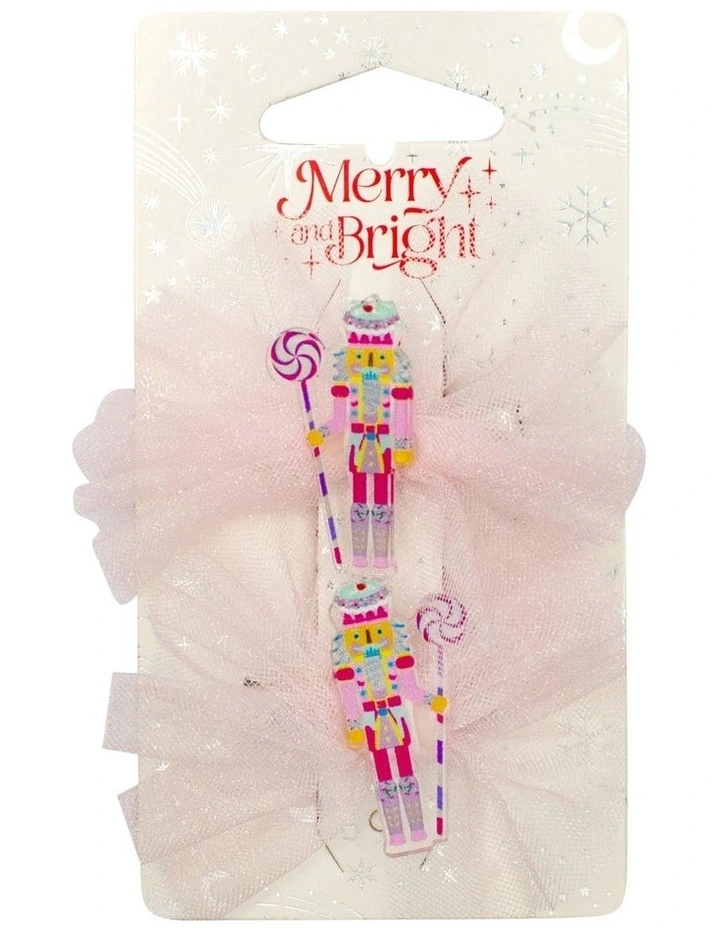 Christmas My Tulle Nutcracker Hair Clip 2 Pack in Multi image 2