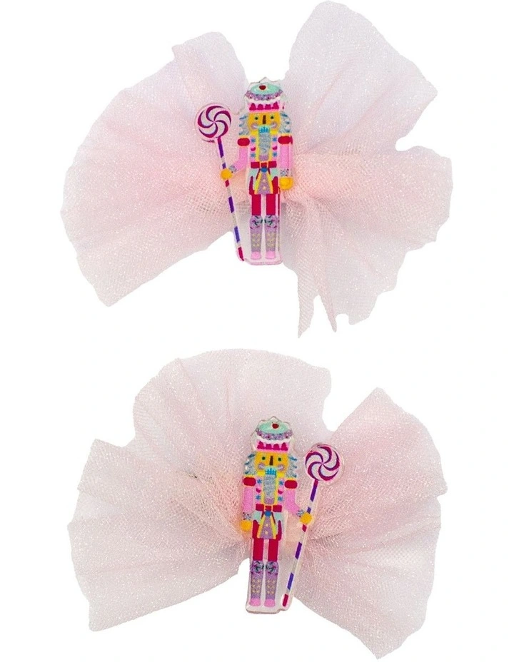 Christmas My Tulle Nutcracker Hair Clip 2 Pack in Multi image 4