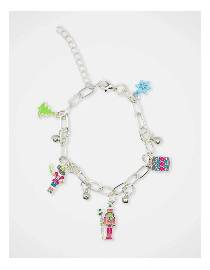 Christmas Nutcracker Charm Bracelet in Silver image 1