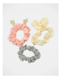 Christmas My Reindeer Scrunchie 3 Pack in Multi