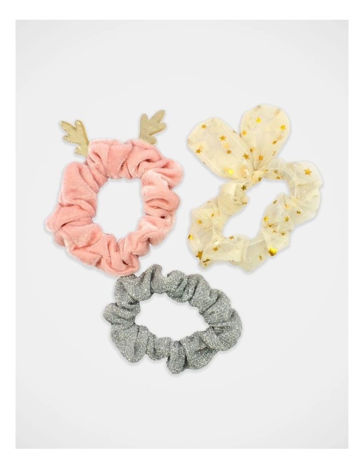 Christmas My Reindeer Scrunchie 3 Pack in Multi image 1