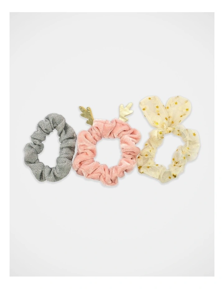 Christmas My Reindeer Scrunchie 3 Pack in Multi image 3
