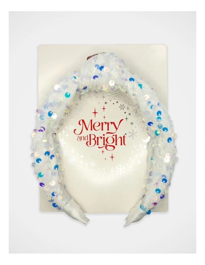 Christmas My Sequin Alice Band in White image 2