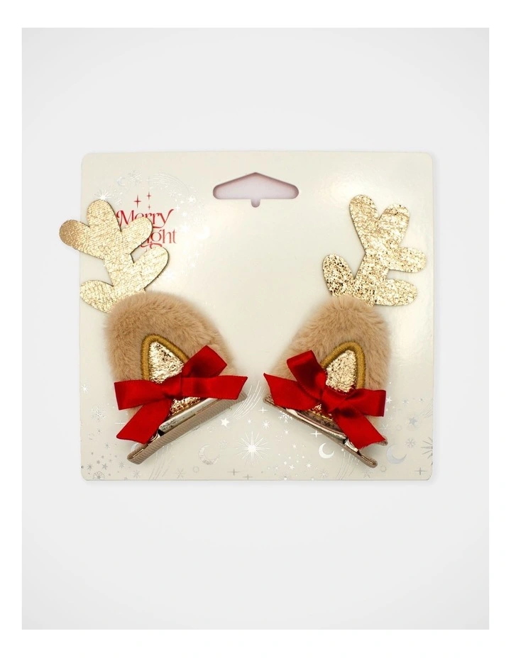 Christmas My Reindeer Ear Hair Clips in Multi image 2
