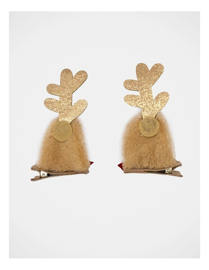 Christmas My Reindeer Ear Hair Clips in Multi image 3
