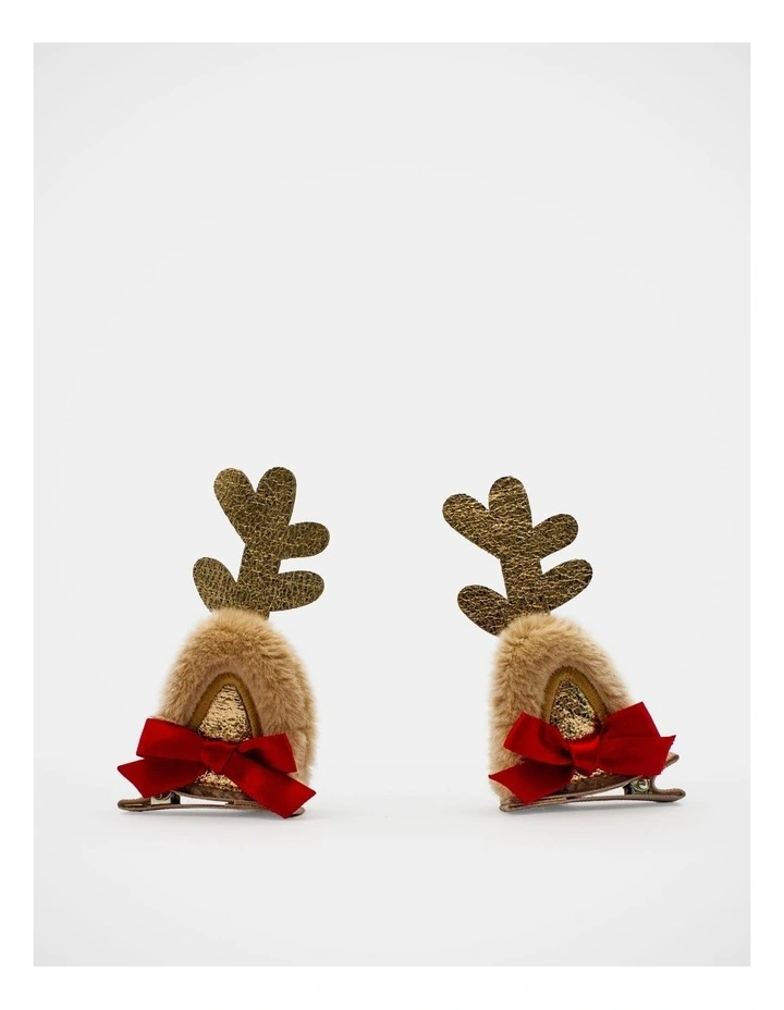 Christmas My Reindeer Ear Hair Clips in Multi image 4
