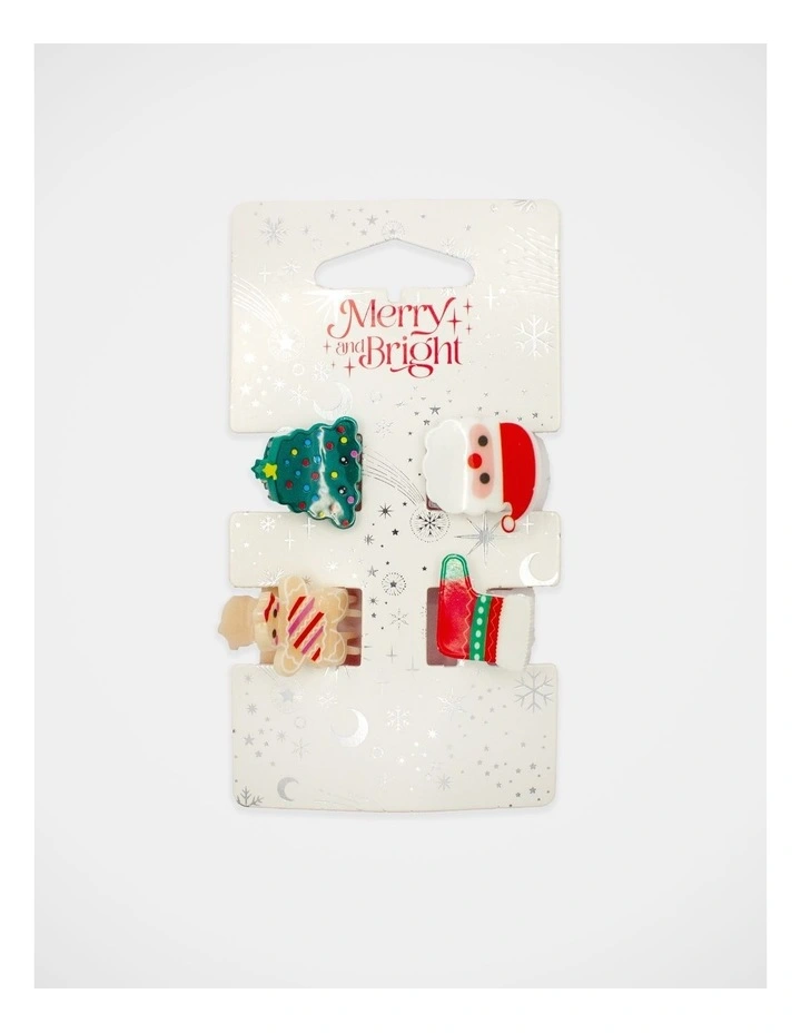 Christmas My Mini Claw Clip 4 Pack in Multi image 2