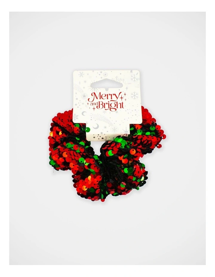 Christmas My Sequin Scrunchie in Red/Green image 2