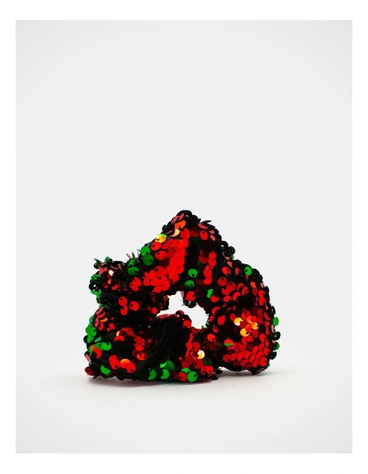 Christmas My Sequin Scrunchie in Red/Green image 3