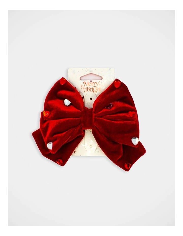 Christmas My Large Bow Barrette Clip in Red image 2